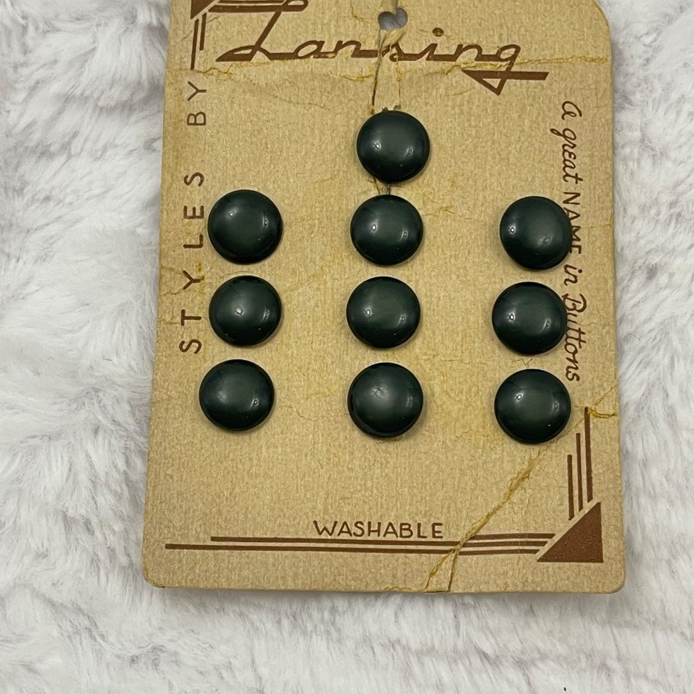 Lansing, 7/16" Green Rounded, Vintage Buttons, Set if 10